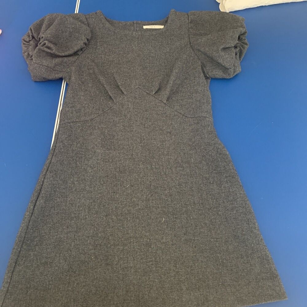 The H.. Made In Korea, Woolen Semi Formal Sort/mini Dress, Puff Sleeves S